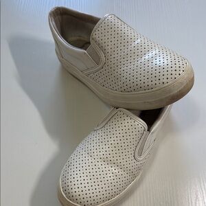 Soda Perforated White Slip-On Sneakers